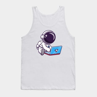 Cute Astronaut Playing Laptop Tank Top